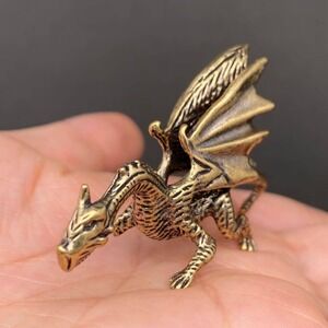 Brass Dragon Figurine Protection Prosperity Spirit Talisman Mini